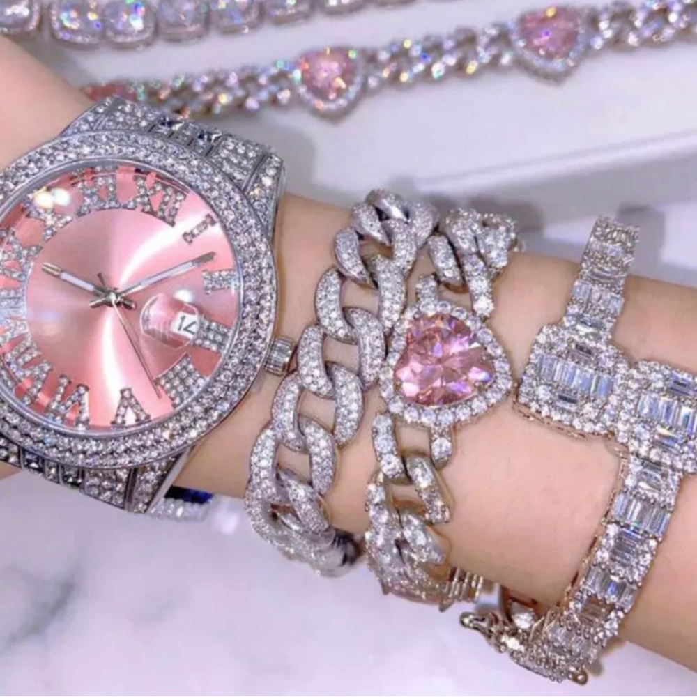 Silver Open Square Silver Rhinestone Bangle, Bagu… - image 5